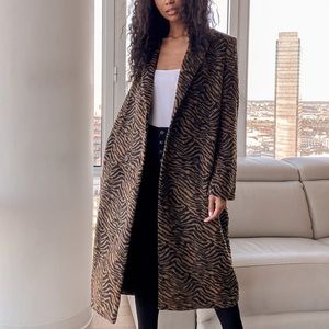 Keep Things Chic Tan Tiger Print Double Breasted Coat
